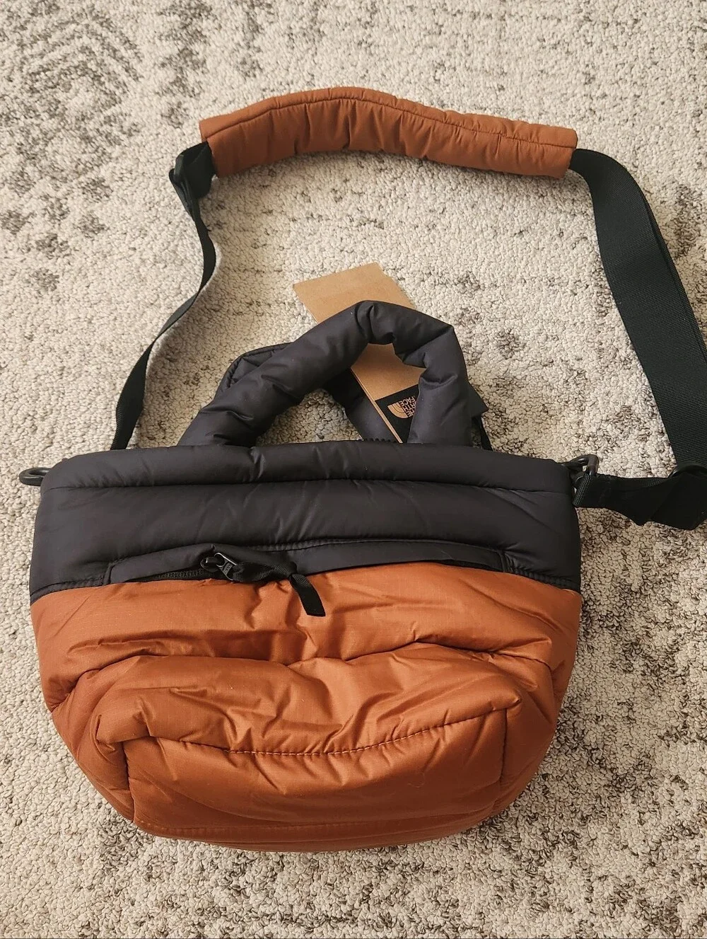 The North Face NUPTSE Brown & Black Puffer Messenger Crossbody